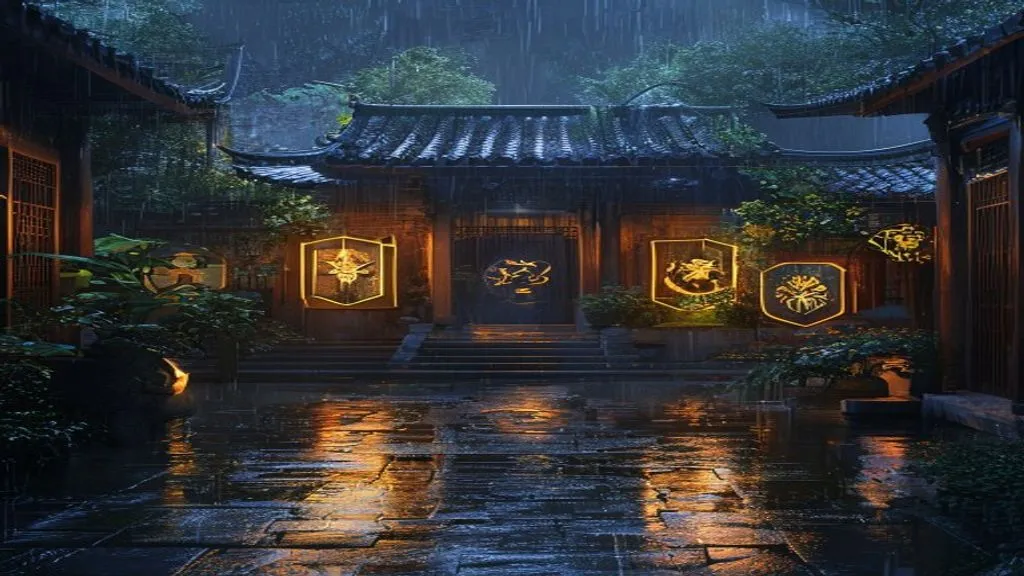 温馨小院灯下众人团聚